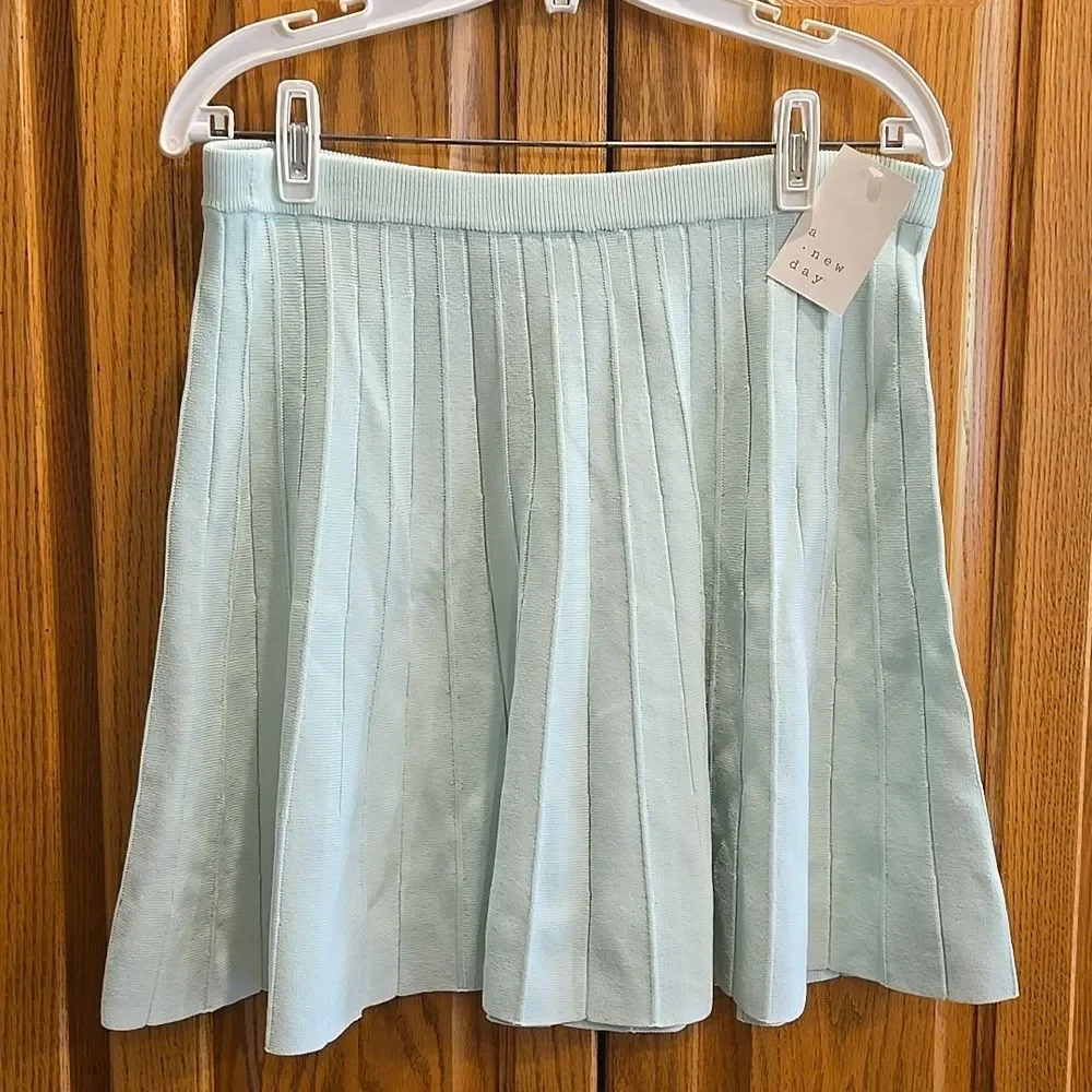 Womens Xlarge Pleated Sweater Skirt A New Day Mint Green Fall Size Xl - Picture 5 of 16
